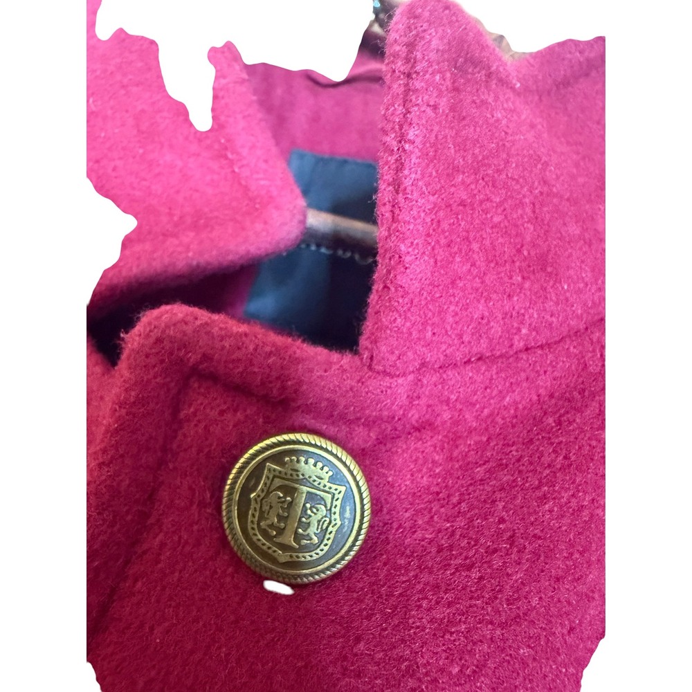 Talbots Womens Red Wool Blend Walker Coat Gold Crest Button Pleated Back Size 18 - Picture 4 of 8